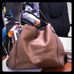Coach Purse Metallic Edie Bronze